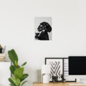Schwarze Cockapoo trinkt Wein Wandkunst, Schwarz u Poster (Heimbüro)