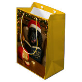 Schwarze Cocker Spaniel Weihnachtsgeschenktüte   Mittlere Geschenktüte (Rückseite Schrägansicht)