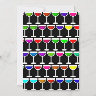 schwarze Cocktail-Weingläser Einladung