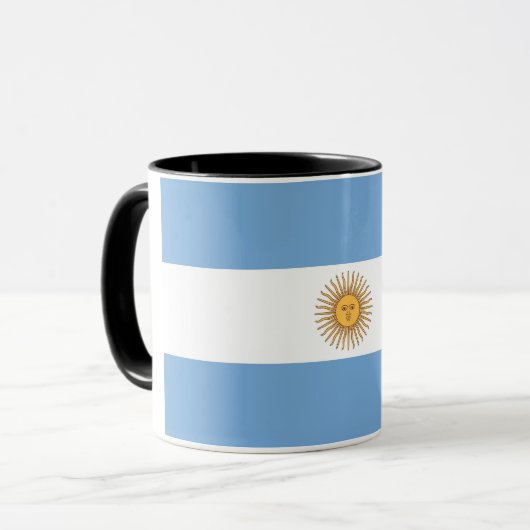 Schwarze Combo-Tasse mit argentinischer Flagge Tasse (Vorderseite Links)