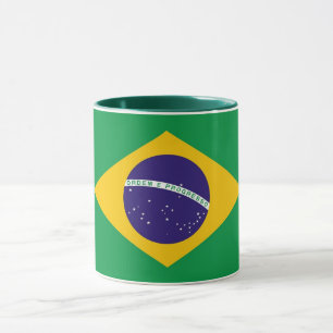 Schwarze Combo-Tasse mit brasilianischer Flagge Tasse