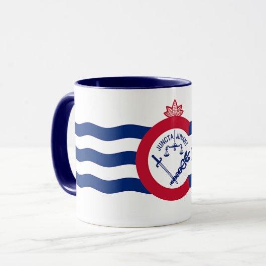 Schwarze Combo-Tasse mit Cincinnati-Flagge Tasse (Vorderseite Links)