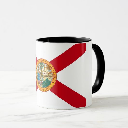 Schwarze Combo-Tasse mit der Flagge Floridas, USA Tasse (VorderseiteRechts)