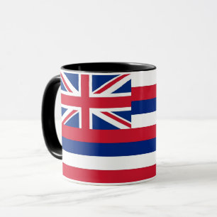 Schwarze Combo-Tasse mit der Flagge Hawaiis, USA Tasse