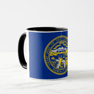 Schwarze Combo-Tasse mit der Flagge Nebraskas, USA Tasse