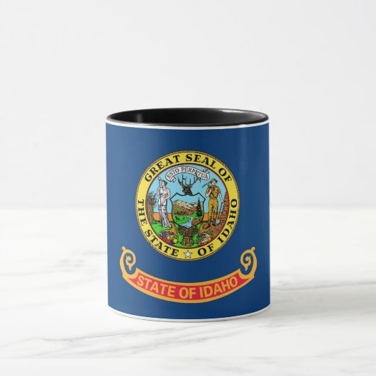 Schwarze Combo-Tasse mit der Flagge von Idaho, USA Tasse (Zentrum)