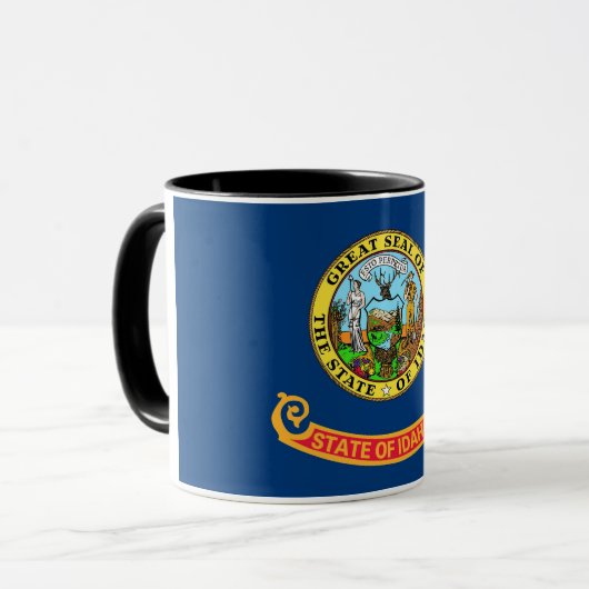Schwarze Combo-Tasse mit der Flagge von Idaho, USA Tasse (Vorderseite Links)