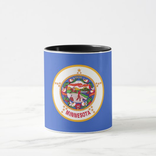 Schwarze Combo-Tasse mit der Flagge von Minnesota, Tasse (Zentrum)