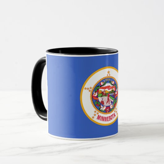 Schwarze Combo-Tasse mit der Flagge von Minnesota, Tasse (Vorderseite Links)