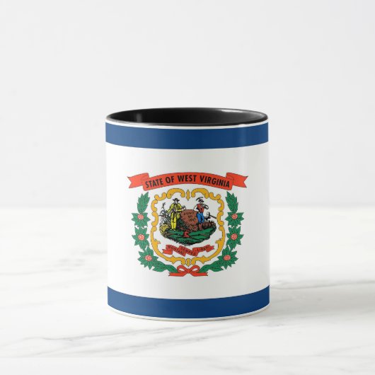 Schwarze Combo-Tasse mit der Flagge von West Virgi Tasse (Zentrum)
