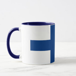 Schwarze Combo-Tasse mit finnischer Flagge Tasse
