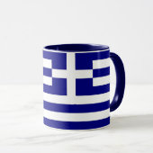 Schwarze Combo-Tasse mit griechischer Flagge Tasse (VorderseiteRechts)