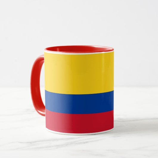 Schwarze Combo-Tasse mit kolumbianischer Flagge Tasse (Vorderseite Links)