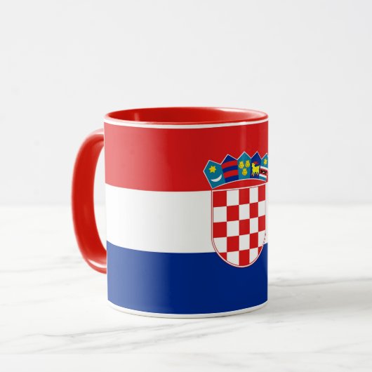 Schwarze Combo-Tasse mit kroatischer Flagge Tasse (Vorderseite Links)