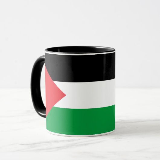 Schwarze Combo-Tasse mit palästinensischer Flagge Tasse (Vorderseite Links)
