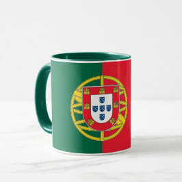 Schwarze Combo-Tasse mit portugiesischer Flagge Tasse