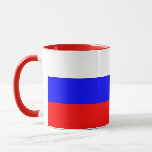 Schwarze Combo-Tasse mit russischer Flagge Tasse (Links)