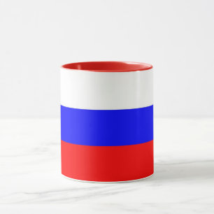 Schwarze Combo-Tasse mit russischer Flagge Tasse