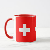 Schwarze Combo-Tasse mit Schweizer Flagge Tasse (Links)