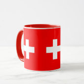 Schwarze Combo-Tasse mit Schweizer Flagge Tasse (Vorderseite Links)