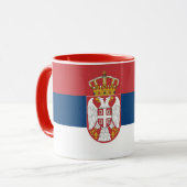 Schwarze Combo-Tasse mit serbischer Flagge Tasse (Vorderseite Links)
