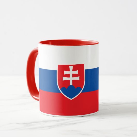 Schwarze Combo-Tasse mit slowakischer Flagge Tasse (Vorderseite Links)