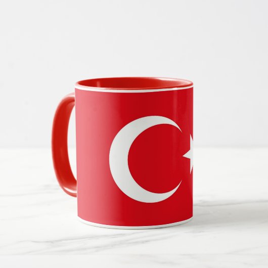 Schwarze Combo-Tasse mit türkischer Flagge Tasse (Vorderseite Links)
