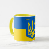 Schwarze Combo-Tasse mit ukrainischer Flagge Tasse (Vorderseite Links)
