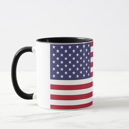 Schwarze Combo-Tasse mit US-Flagge Tasse (Links)