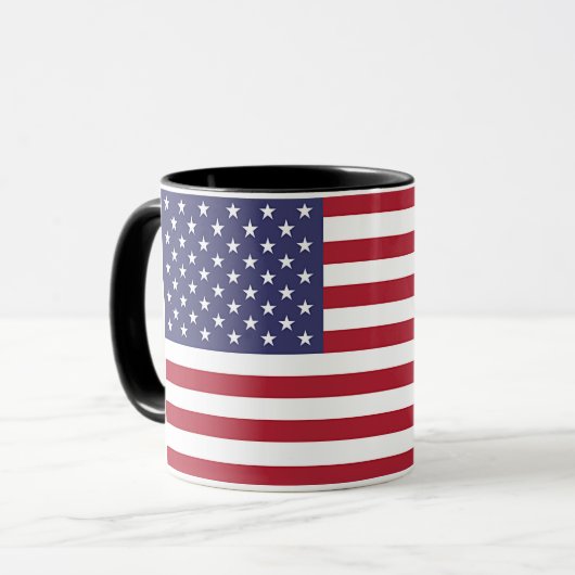Schwarze Combo-Tasse mit US-Flagge Tasse (Vorderseite Links)