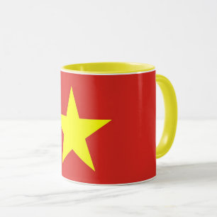Schwarze Combo-Tasse mit vietnamesischer Flagge Tasse