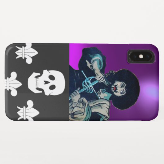 SCHWARZE CORSAIR, SKULL & LILIE Lila Case-Mate iPhone Hülle (Rückseite (Horizontal))
