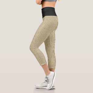 SCHWARZE CREAM STRICK Capri Leggings