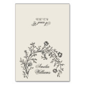 Schwarze Creme Blumen Boho Hochzeit Platzkarten Tischnummer (Vorderseite)
