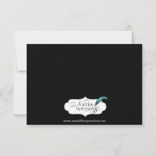 Schwarze Creme florale Embossed Wedding Save the D Date (Rückseite)