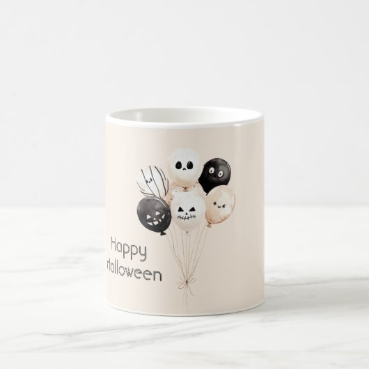 Schwarze Creme Halloween-Balloons Kaffeetasse (Mittel)