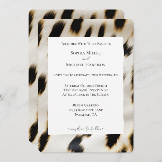 Schwarze Creme Kuh Tierprägung Einladung (Vorne/Hinten)