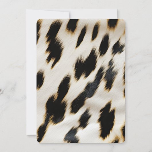 Schwarze Creme Kuh Tierprägung Einladung (Rückseite)