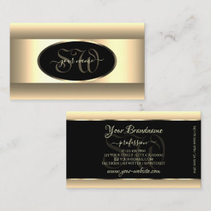 Schwarze Creme Ombre Initials Light Gold Decorrahm Visitenkarte
