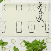Schwarze Creme Personalisierte Geometrische Minima Geschirrtuch (Gefaltet)