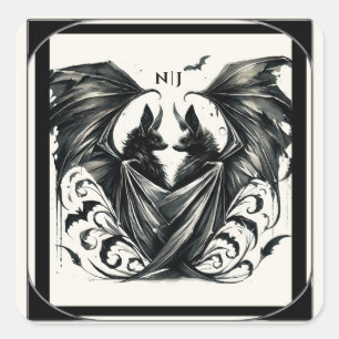 Schwarze Creme Silber Gotische Liebe Fledermäuse H Quadratischer Aufkleber