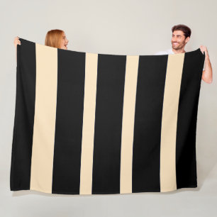 Schwarze + cremefarbene breite Streifen Fleecedecke