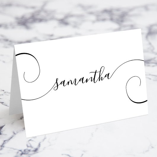 Schwarze Curly Signature Individuelle Name-Platzka Tischnummer