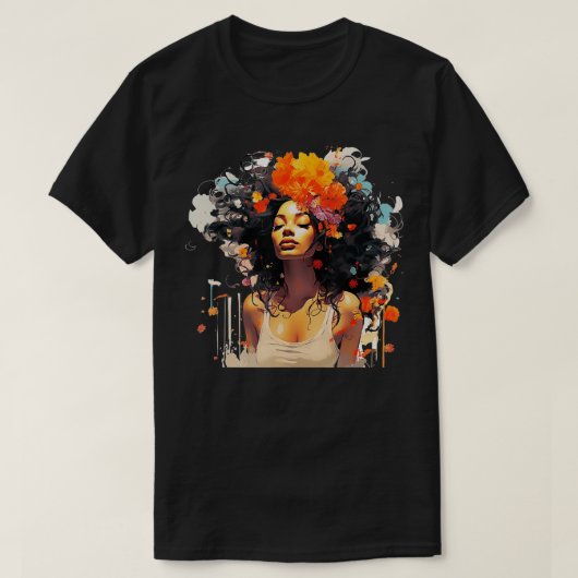 Schwarze Curry Melanin Graffiti Art Frauen Prin T-Shirt (Design vorne)