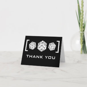 Schwarze D20-Würfel-Spieler-Hochzeit-Dankeskarten Dankeskarte