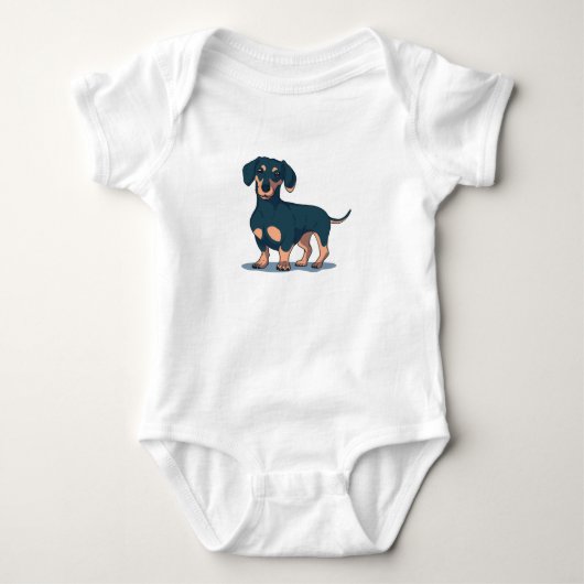 Schwarze Dackel Baby Strampler (Vorderseite)