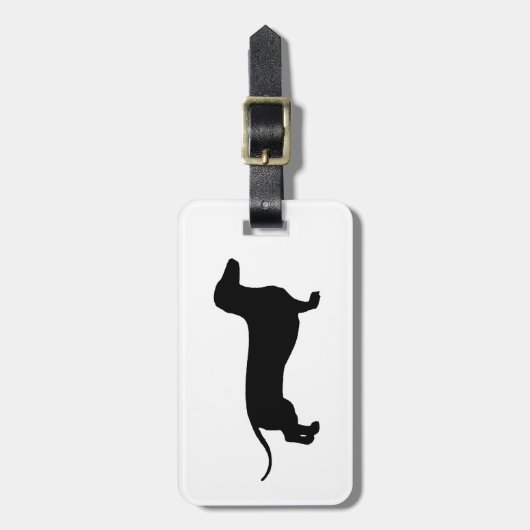 Schwarze Dackel Gepäckanhänger (Vorderseite vertikal)