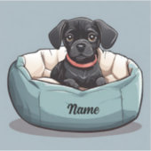 Schwarze Dackel im Dog-Bed anpassen Aufkleber (Vorderseite)
