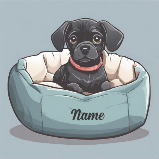 Schwarze Dackel im Dog-Bed anpassen Aufkleber (Vorderseite)