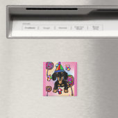 Schwarze Dackel Lollipups Magnet (In Situ (Geschirrspüler))